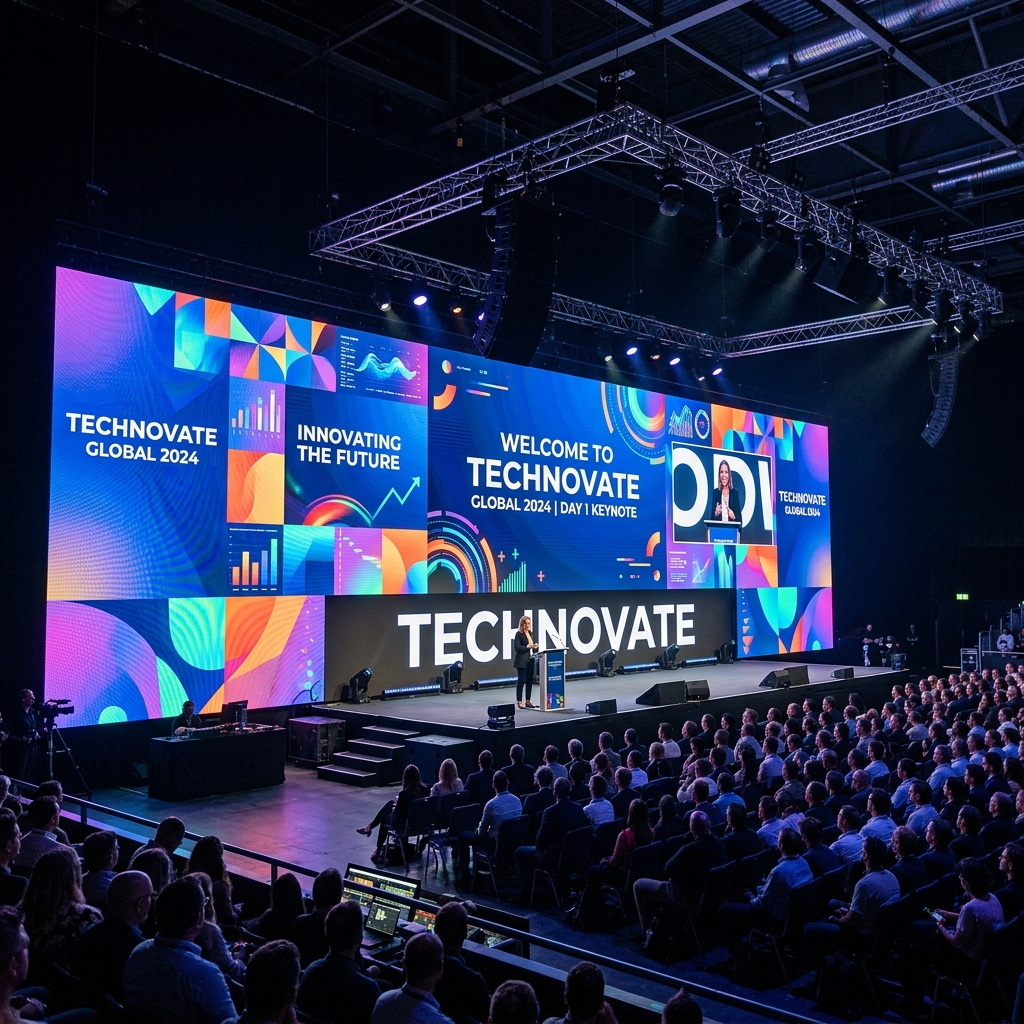 High-resolution LED video wall at corporate conference