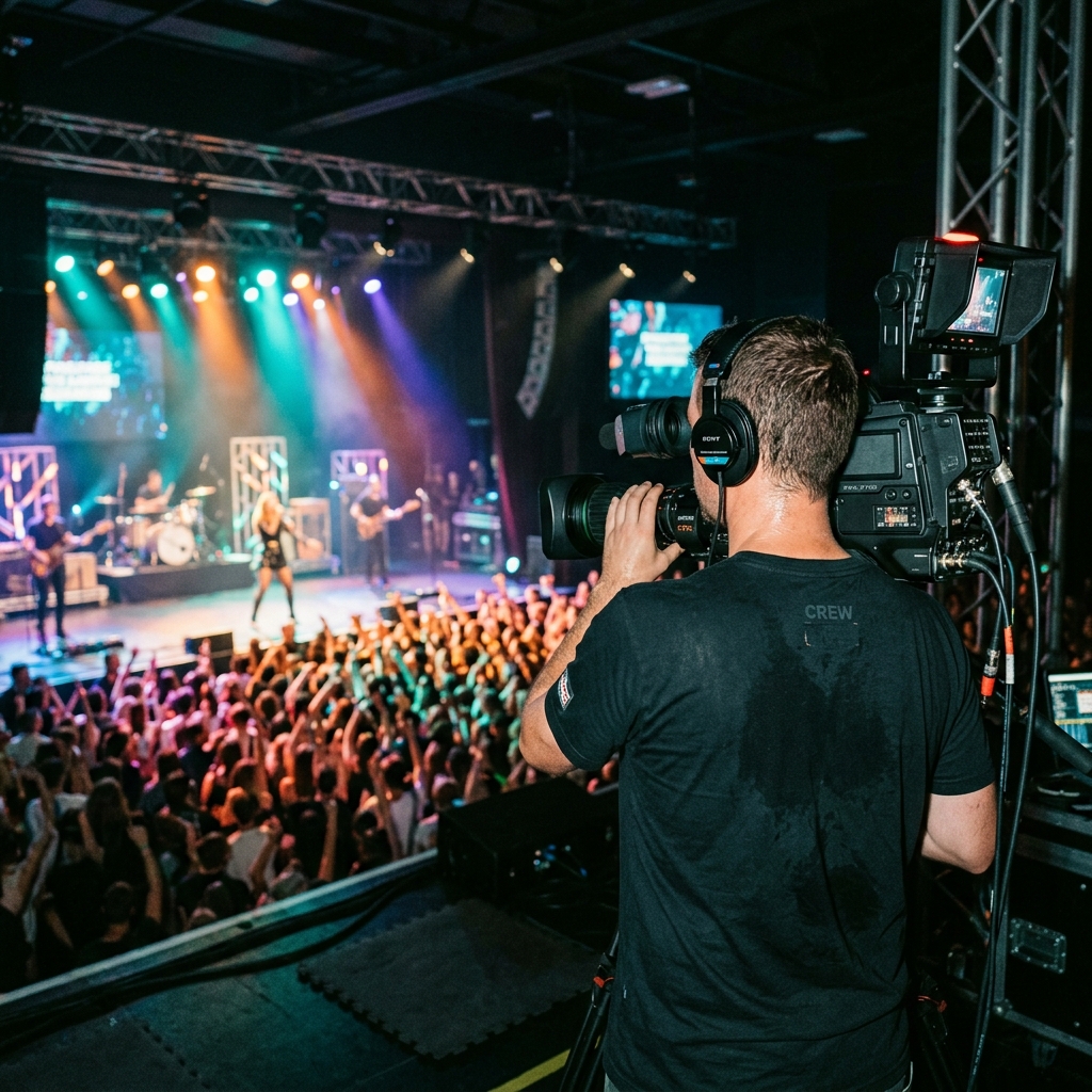 Live director switching cameras during broadcast event